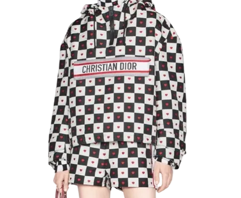Dioramour Anorak Jacket Black White and Red D-Chess Heart